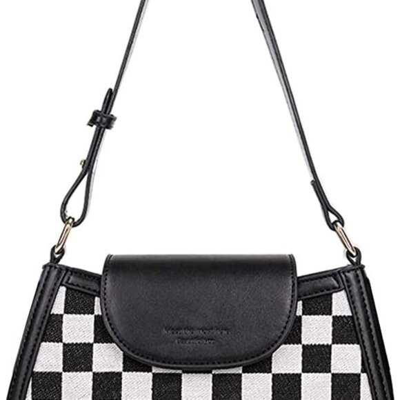 Women PU Leather Crossbody Hobo Bag Plaid Checkered Pattern Small Purse - Picture 1 of 7